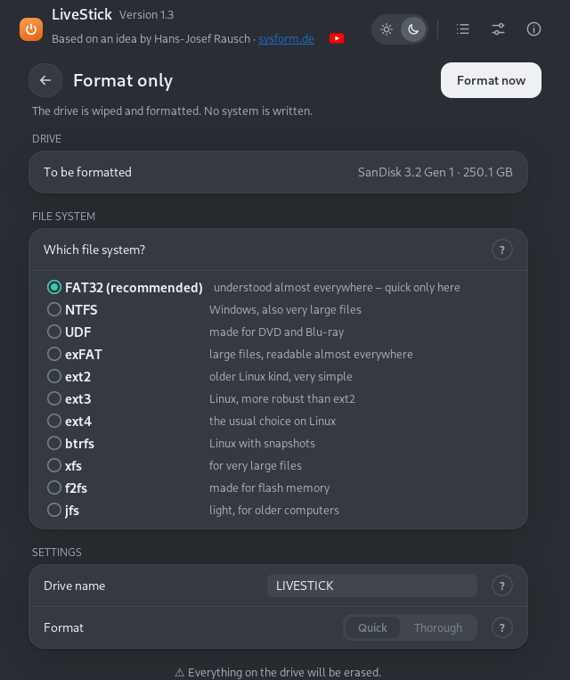 The “Format only” page