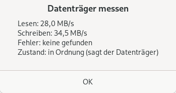 Das Ergebnis von „Datenträger messen“