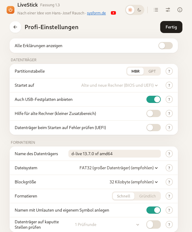 Die Profi-Einstellungen